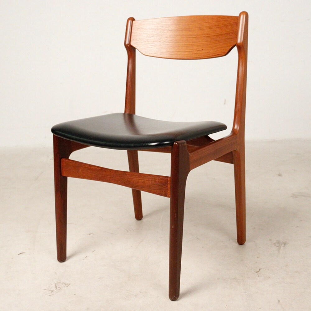 1 of 4 Danish Teak wood Chairs by Erik Buch, 1960s, Set of 4, Midcentury furniture, vintage designer Dining Chair, Boho scandinavian Style