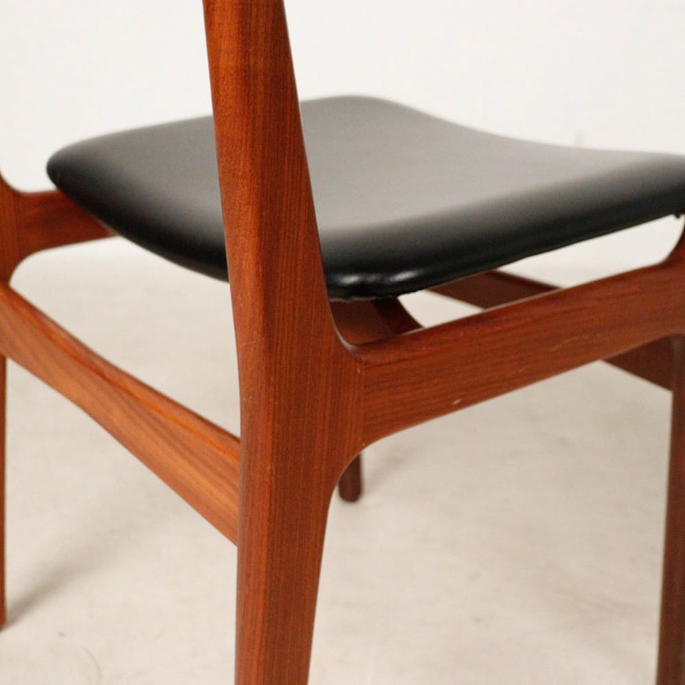 1 of 4 Danish Teak wood Chairs by Erik Buch, 1960s, Set of 4, Midcentury furniture, vintage designer Dining Chair, Boho scandinavian Style