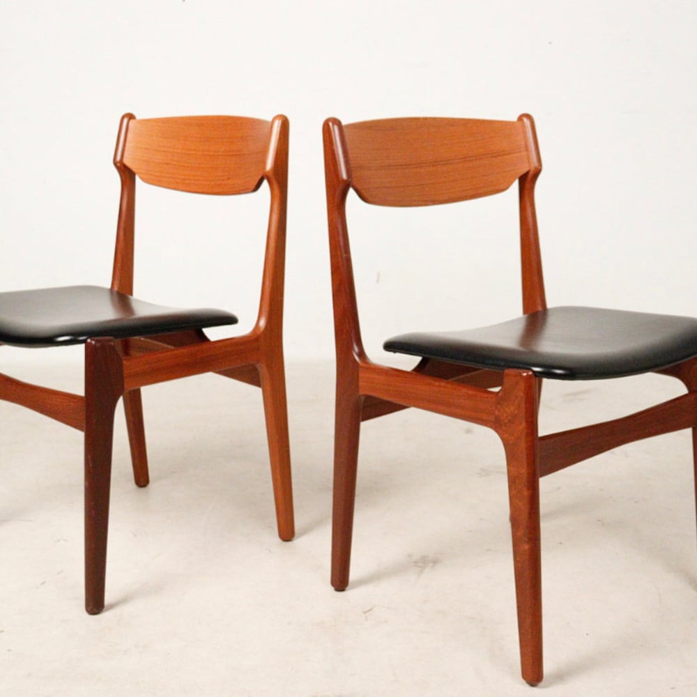 1 of 4 Danish Teak wood Chairs by Erik Buch, 1960s, Set of 4, Midcentury furniture, vintage designer Dining Chair, Boho scandinavian Style