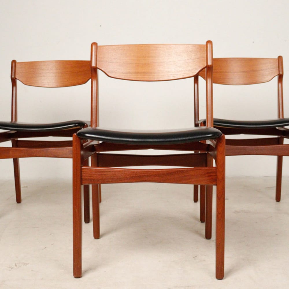 1 of 4 Danish Teak wood Chairs by Erik Buch, 1960s, Set of 4, Midcentury furniture, vintage designer Dining Chair, Boho scandinavian Style