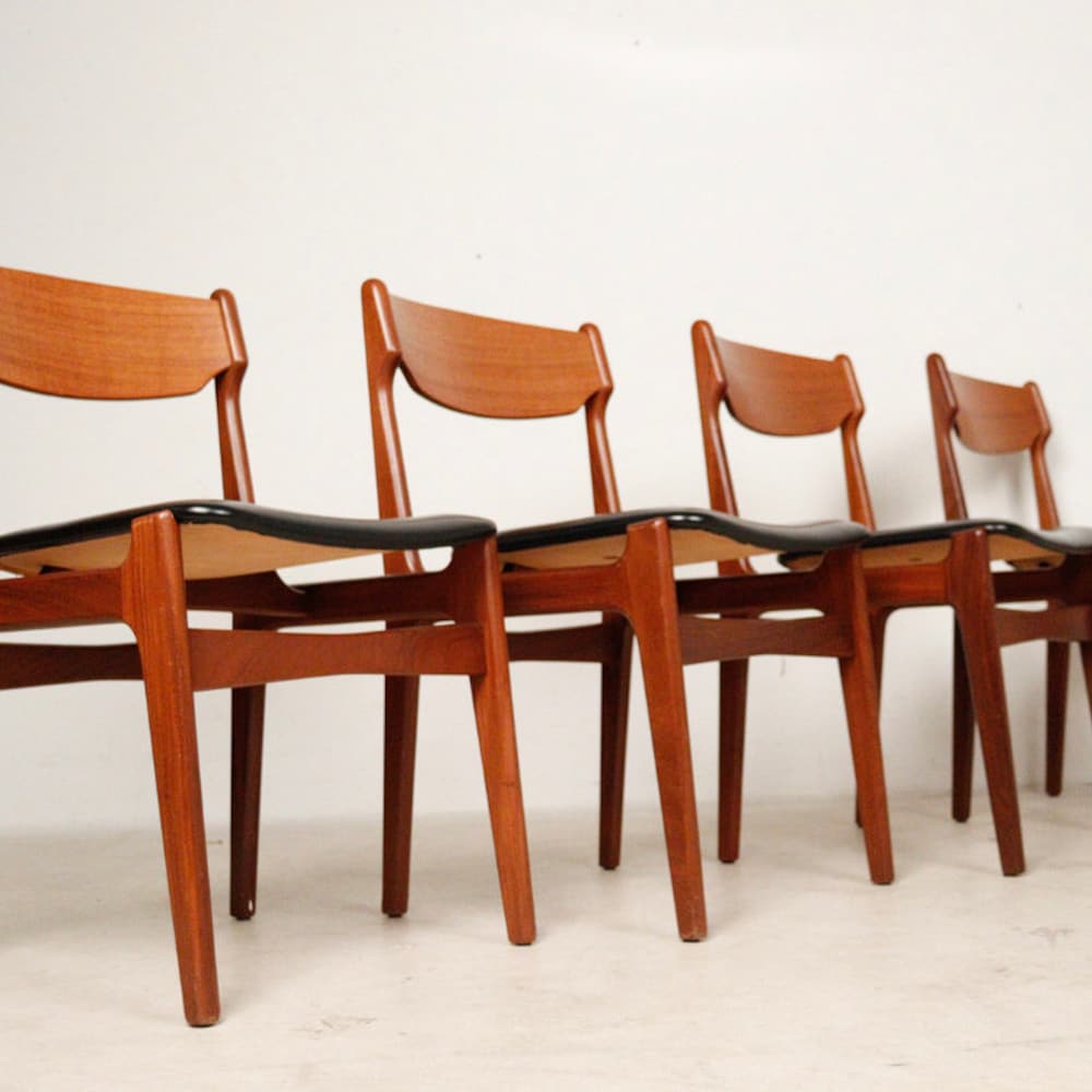 1 of 4 Danish Teak wood Chairs by Erik Buch, 1960s, Set of 4, Midcentury furniture, vintage designer Dining Chair, Boho scandinavian Style