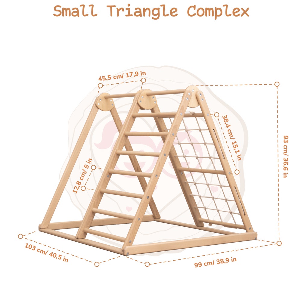 41х37″ Up to 4 Years  Montessori Climbing Small Triangle, Baby Play Mat, Waldorf Climbing Toy, Rope Swings, Baby Mobile, Indoor Play Gym