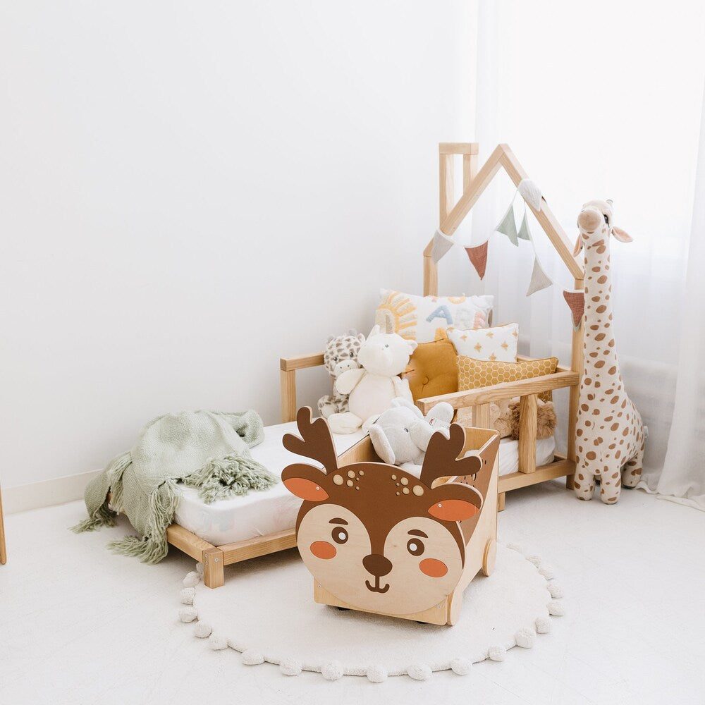 Toddler Playroom Toys Storage Box with Wheels, Toy Chest on Casters, Montessori Furniture, Nursery decor, First Christmas gift