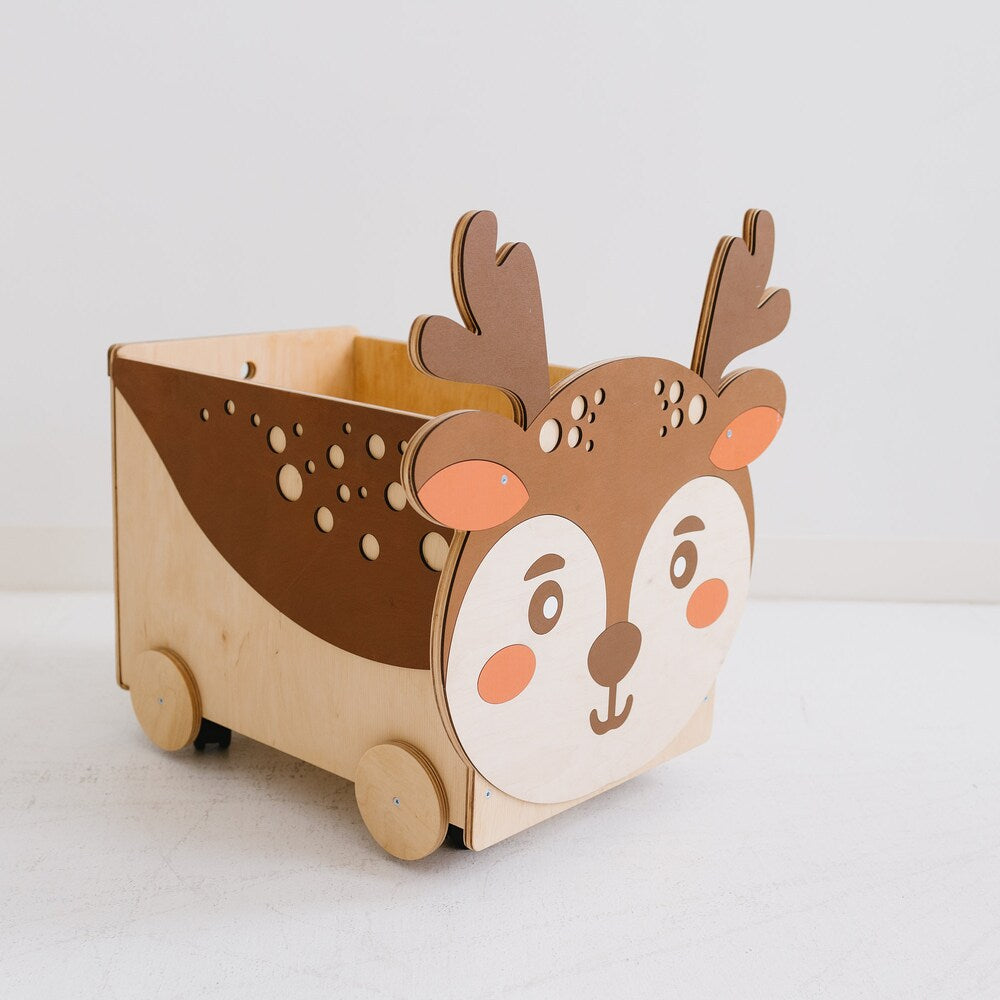 Toddler Playroom Toys Storage Box with Wheels, Toy Chest on Casters, Montessori Furniture, Nursery decor, First Christmas gift