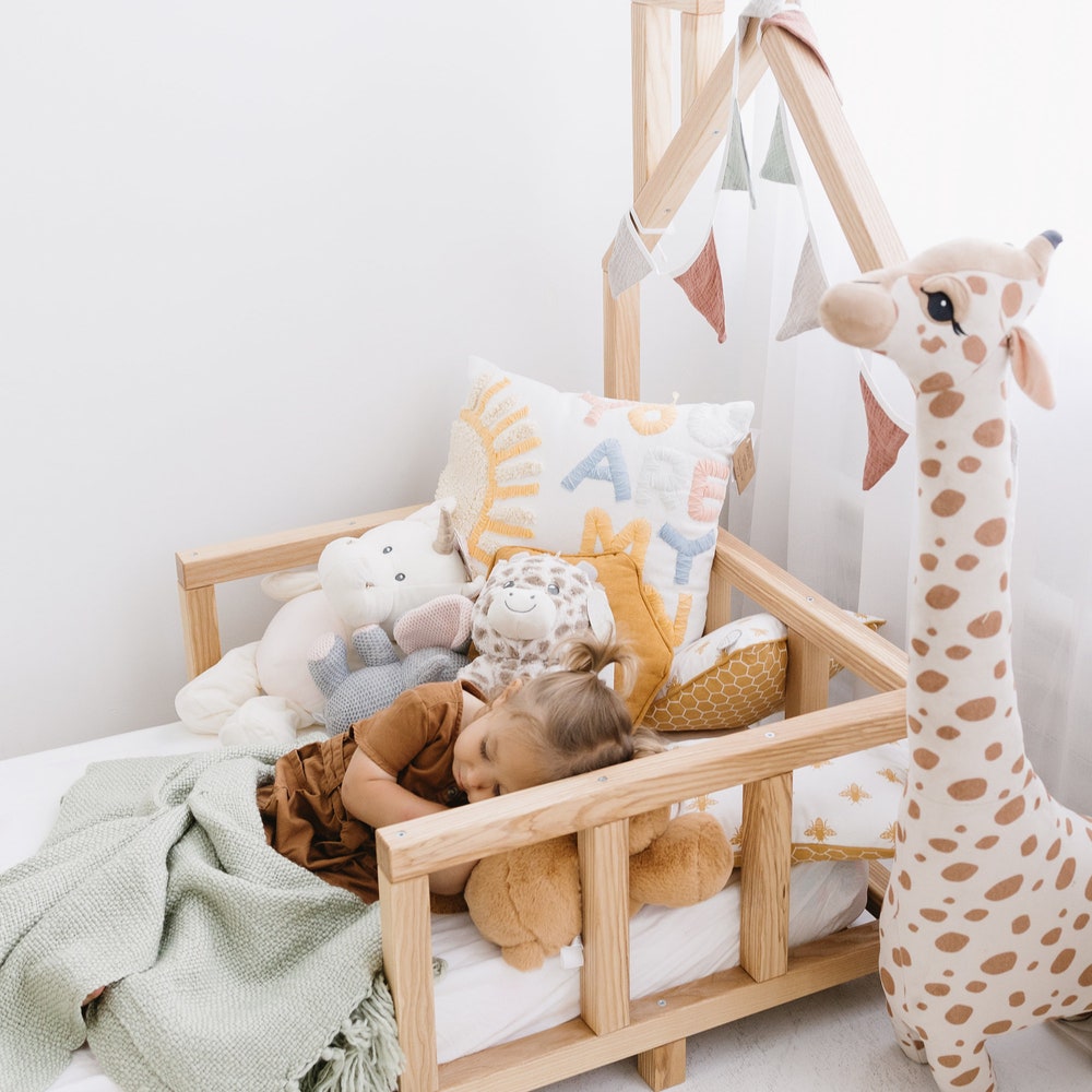 Toddler Floor Bed, Montessori furniture, House Bed Frame, Nursery playroom decor, Kid Bedroom Furniture, Wooden Baby Bed, Indoor playhouse