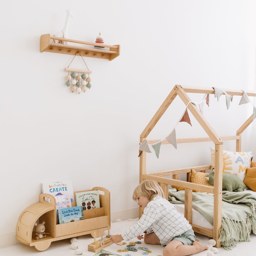 Car Kids bookshelf, Montessori Furniture, Christmas gift for Toddler Boy, Montessori book shelf, Nursery minimal decor,Truck theme play room