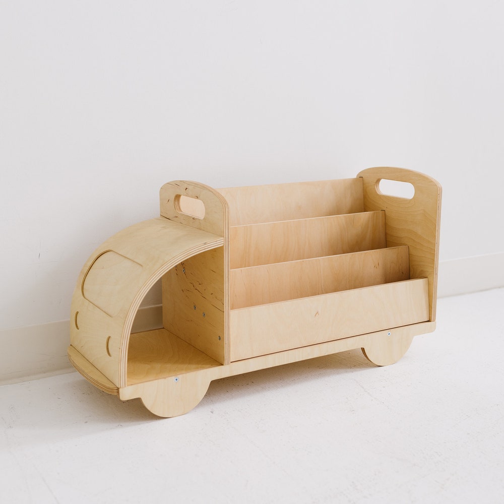Car Kids bookshelf, Montessori Furniture, Christmas gift for Toddler Boy, Montessori book shelf, Nursery minimal decor,Truck theme play room