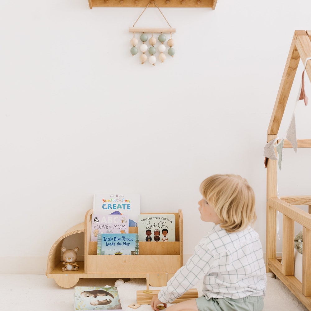 Car Kids bookshelf, Montessori Furniture, Christmas gift for Toddler Boy, Montessori book shelf, Nursery minimal decor,Truck theme play room