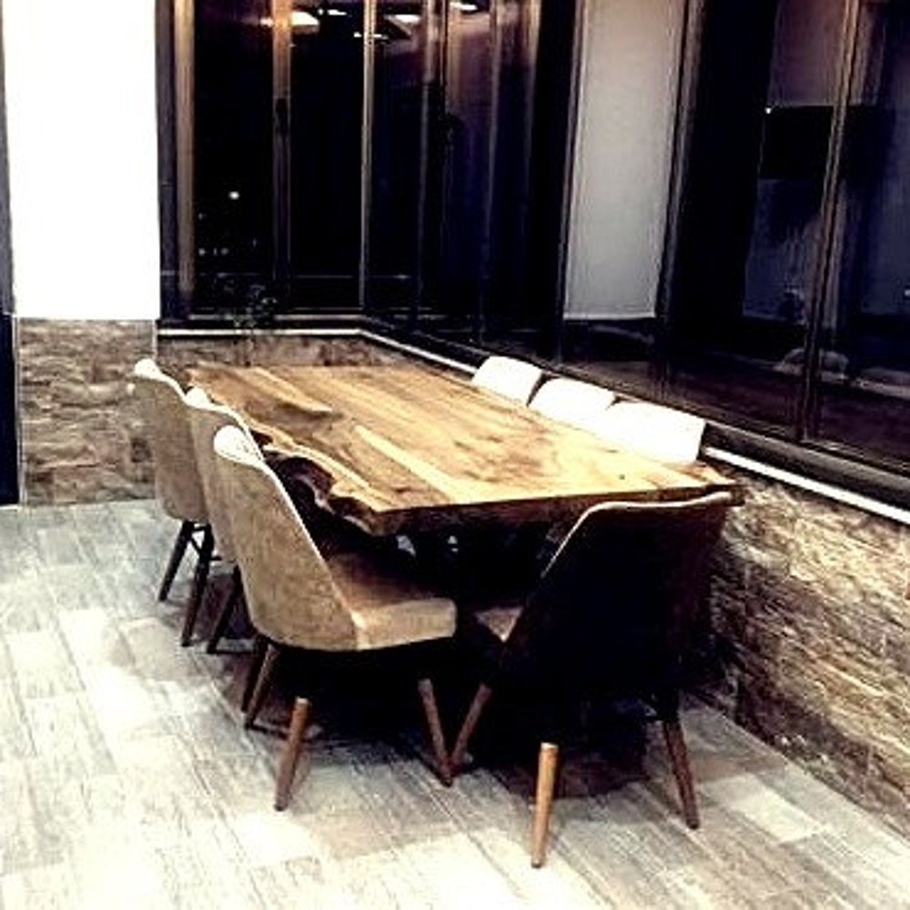 Single Slab Natural Solid American Black Walnut,Walnut Desk Live Edge,Live Edge Black Walnut Dining Table, Kitchen Table, Meeting Table