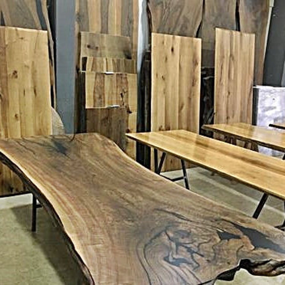 Single Slab Natural Solid American Black Walnut,Walnut Desk Live Edge,Live Edge Black Walnut Dining Table, Kitchen Table, Meeting Table