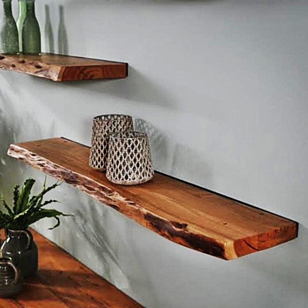 Walnut Natural Edge Floating Shelves, Custom Size Live edge, Floating Wall Mounted Floating Shelf