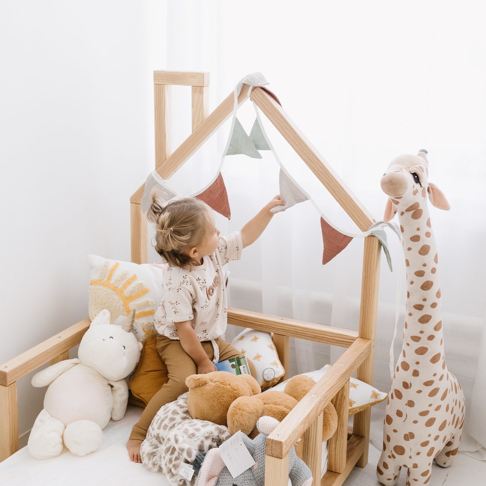 Toddler Floor Bed, Montessori furniture, House Bed Frame, Nursery playroom decor, Kid Bedroom Furniture, Wooden Baby Bed, Indoor playhouse
