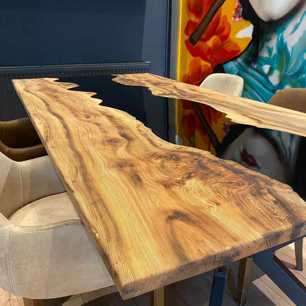 Dining room/kitchen/bar table Wood Epoxy Resin River Unique Live Edge Olive custom reclaimed WoodenSolid slab luxury /coffee/sehpa/end table