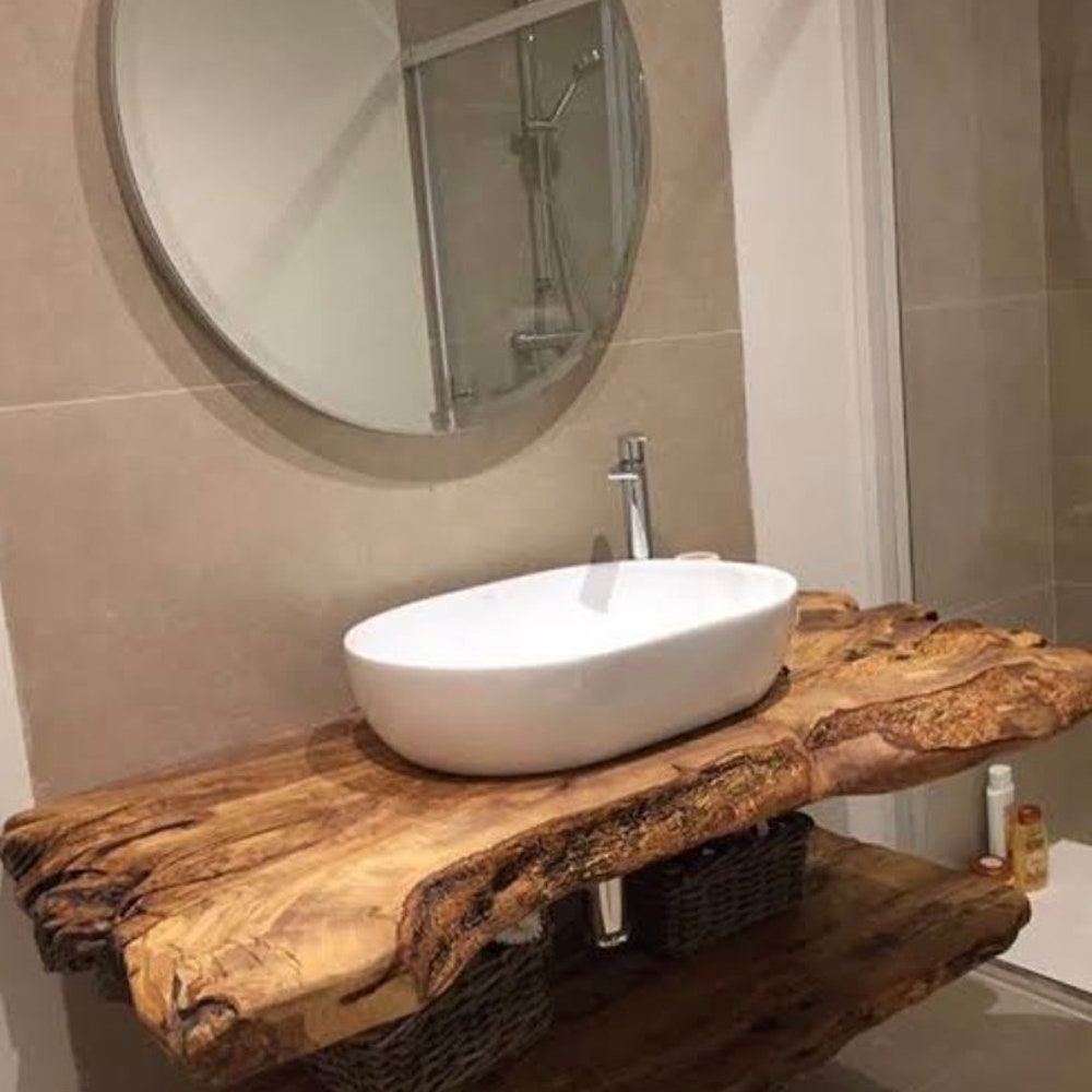 Bathroom decor, Bathroom Wooden Sink, Bathroom Wooden bottom shelve, home decors, Hair studio Designs