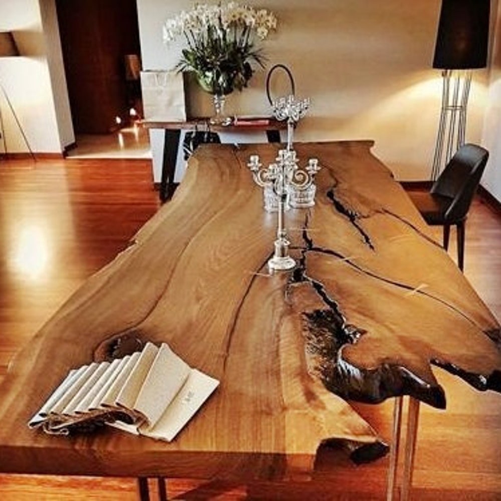 Single Slab Natural Solid American Black Walnut,Walnut Desk Live Edge,Live Edge Black Walnut Dining Table, Kitchen Table, Meeting Table