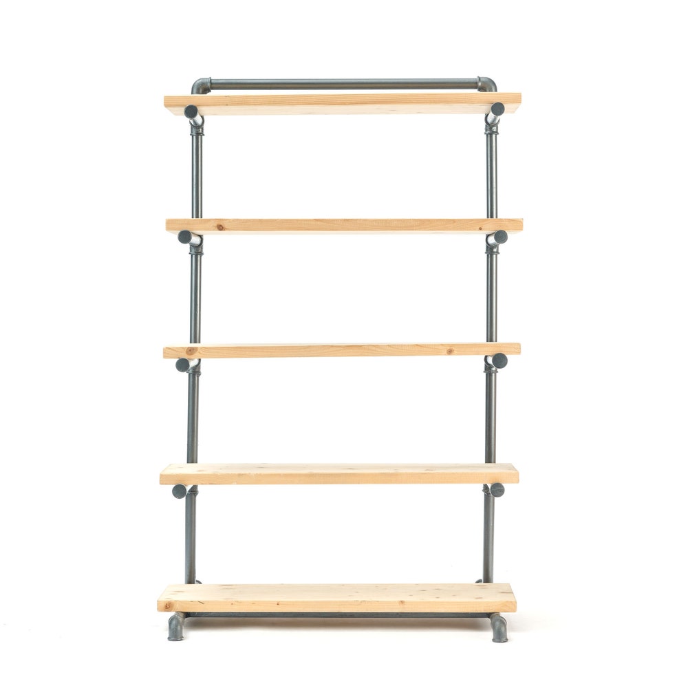 Industrial Shoe Rack Organizer With Five Shelves, Handmade Entryway Storage Bench For Shoes And Bags