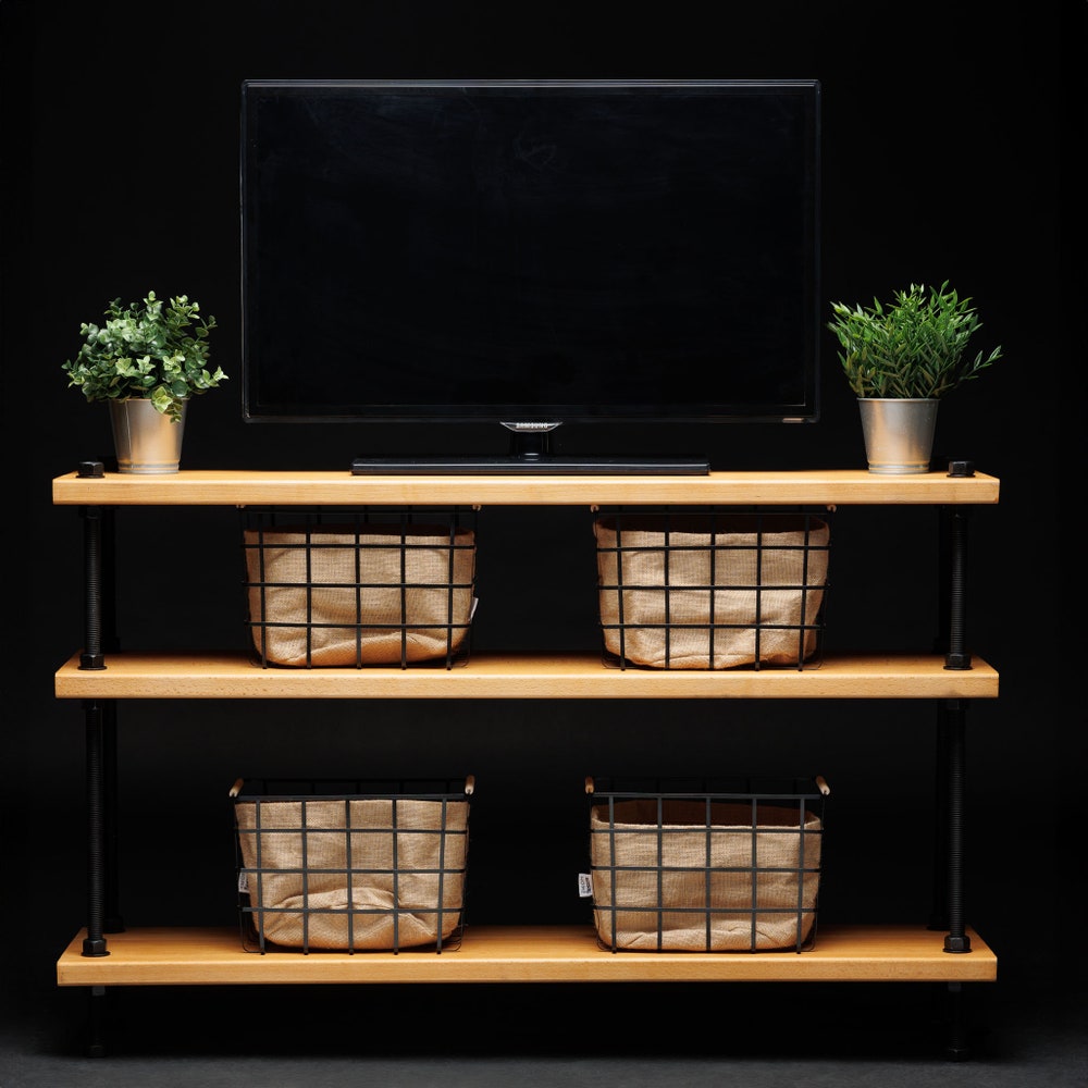 TV stand Industrial furniture, Record player table, tv cabinet, tv table, tv console, media console, Media stand, turntable stand