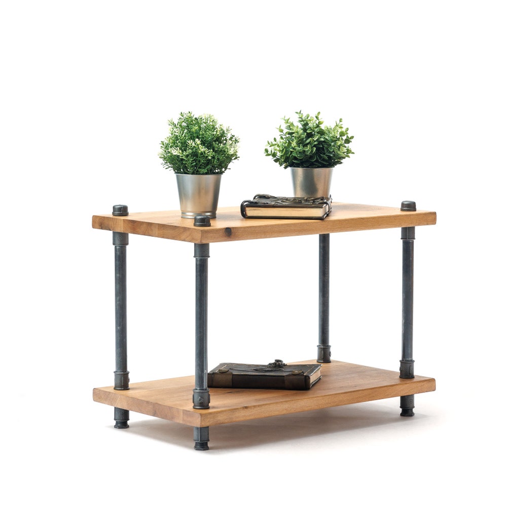 OAK WOOD, Industrial end table, reclaimed wood table,rustic end table, rustic night stand, pipe and wood end table, farmhouse table
