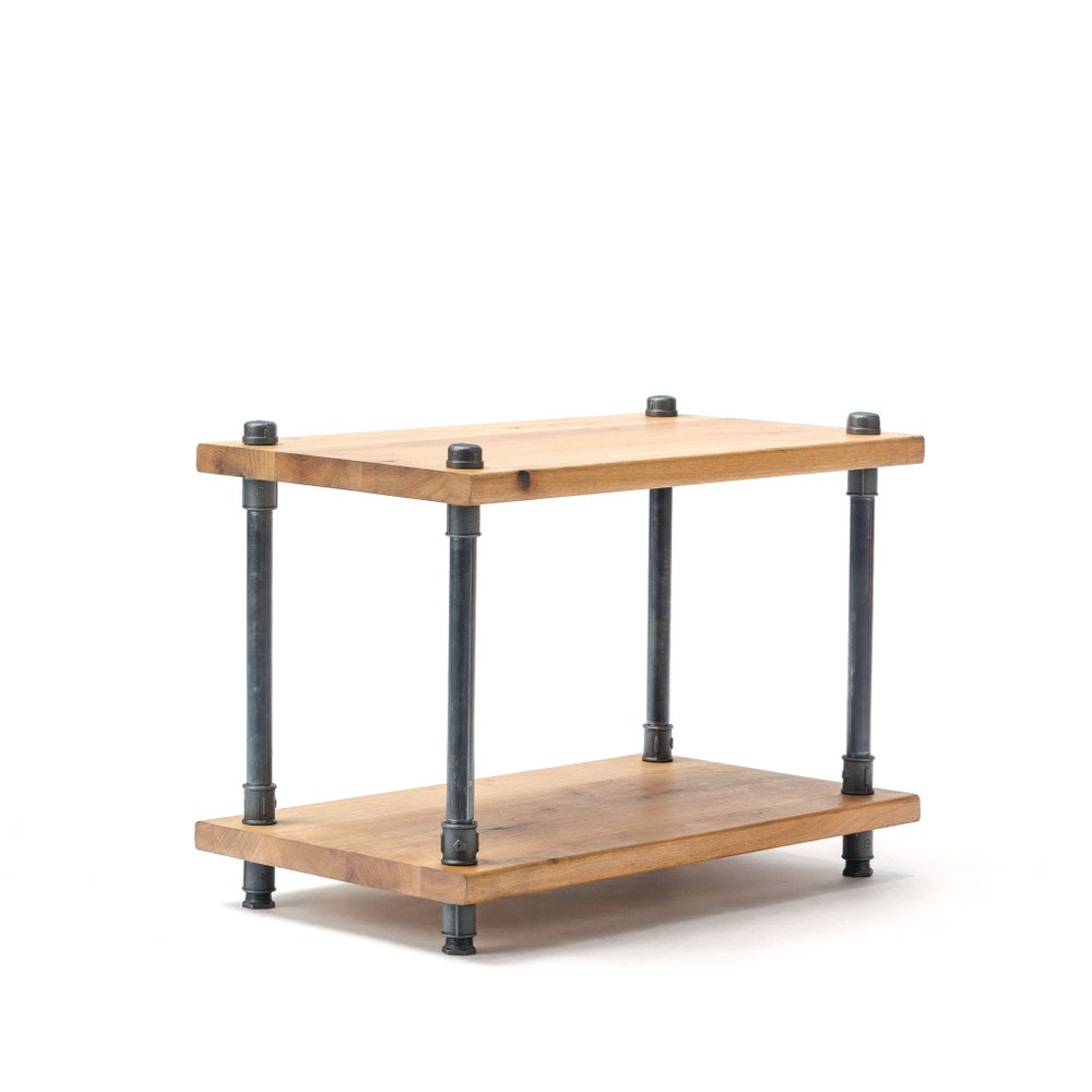 OAK WOOD, Industrial end table, reclaimed wood table,rustic end table, rustic night stand, pipe and wood end table, farmhouse table