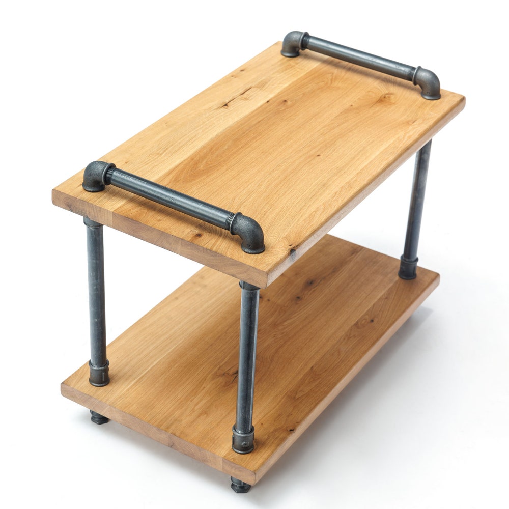 OAK WOOD, Industrial end table, reclaimed wood table,rustic end table, rustic night stand, pipe and wood end table, farmhouse table