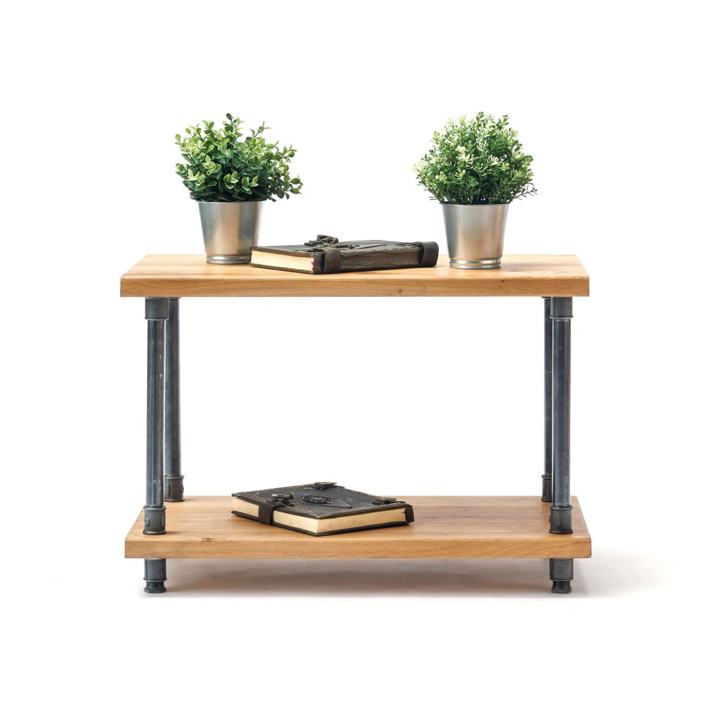OAK WOOD, Industrial end table, reclaimed wood table,rustic end table, rustic night stand, pipe and wood end table, farmhouse table