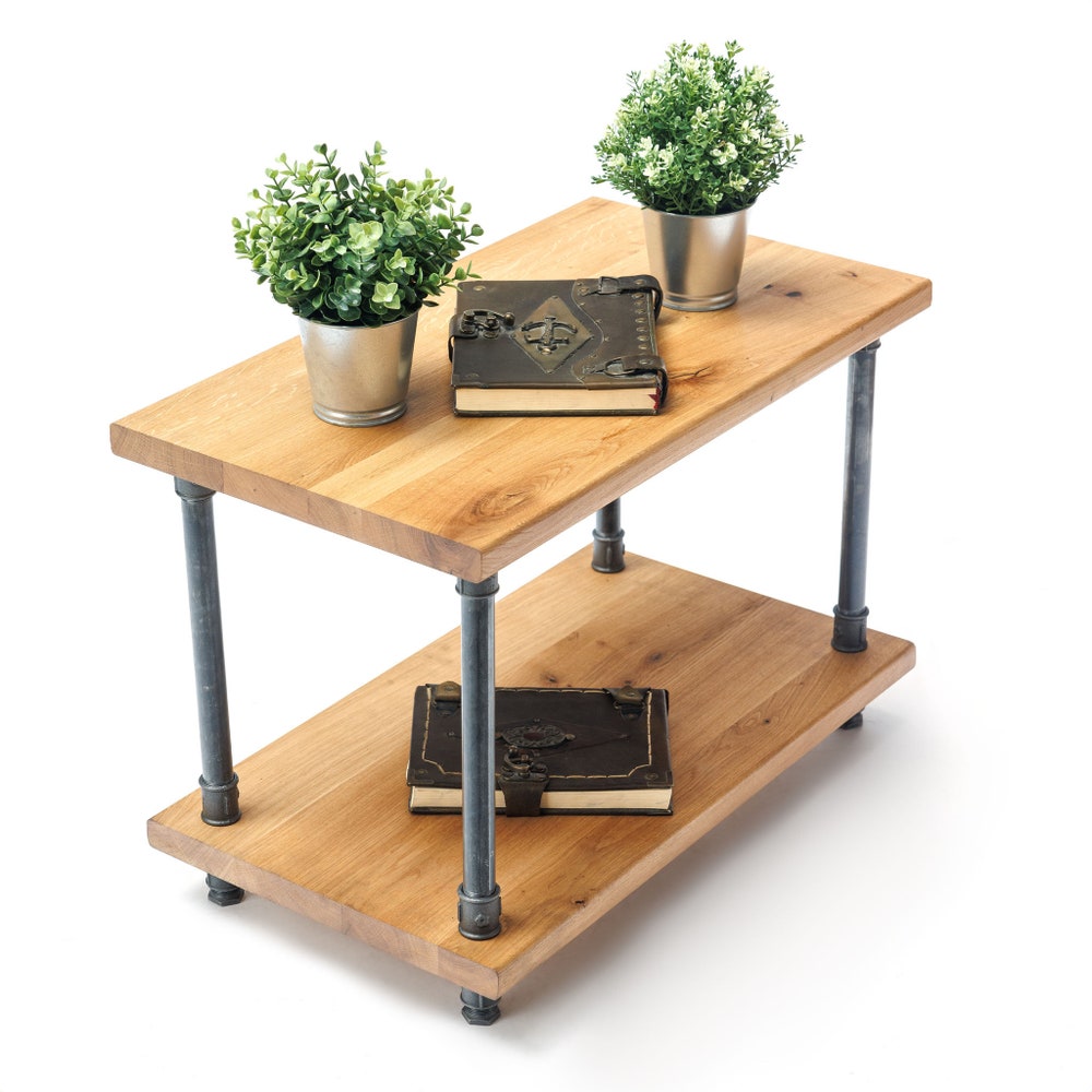 OAK WOOD, Industrial end table, reclaimed wood table,rustic end table, rustic night stand, pipe and wood end table, farmhouse table