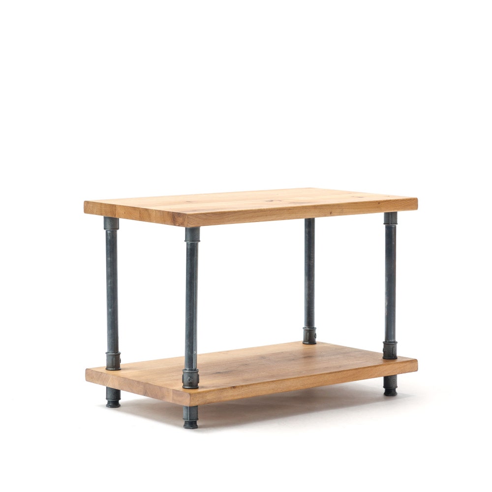 OAK WOOD, Industrial end table, reclaimed wood table,rustic end table, rustic night stand, pipe and wood end table, farmhouse table