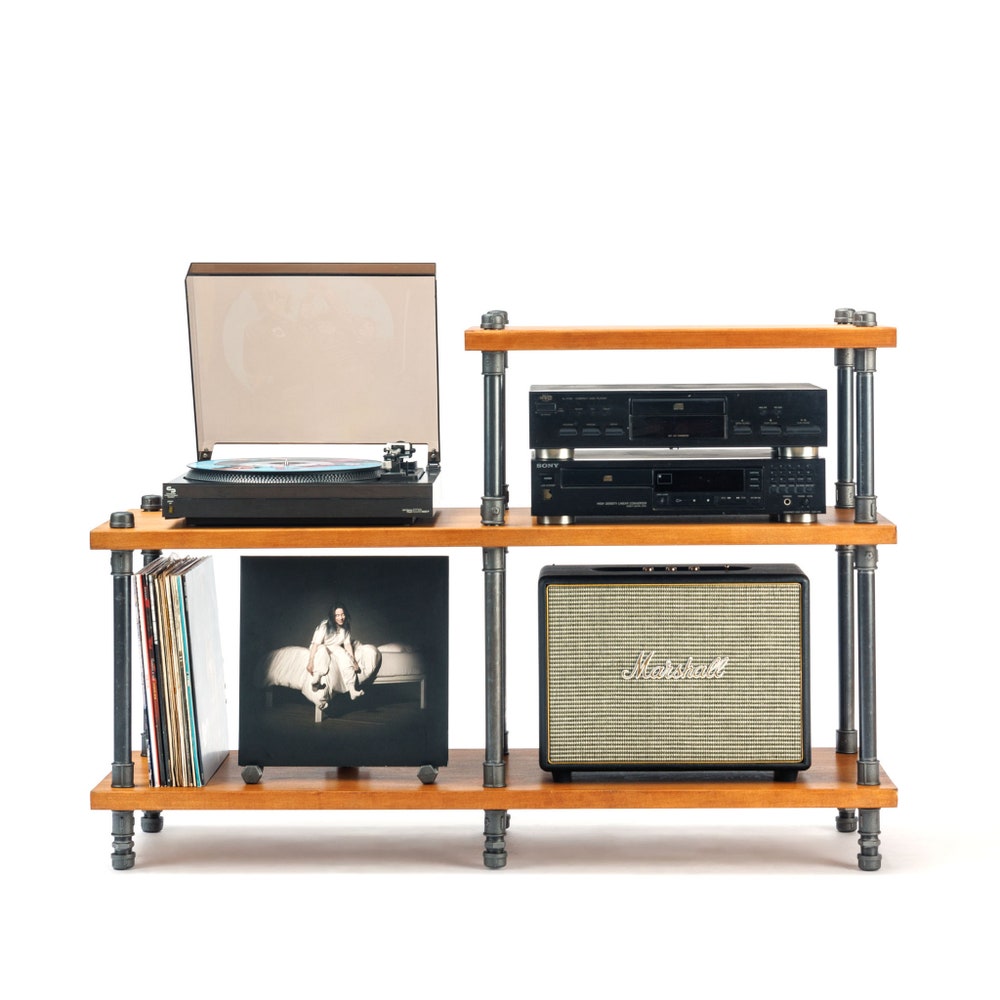 2 in 1 Industrial pipe stand, Vinyl  storage, Record storage, Record cabinet, Record player console