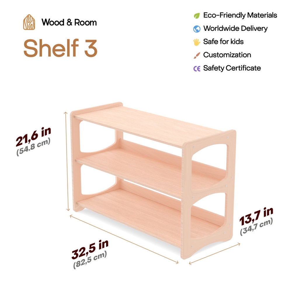 Set of Open Shelves: Toy Storage + Kid Clothing Rack, Toddler Nursery, Toys Shelf, Montessori Furniture, Open Shelf, Montessori Shelves