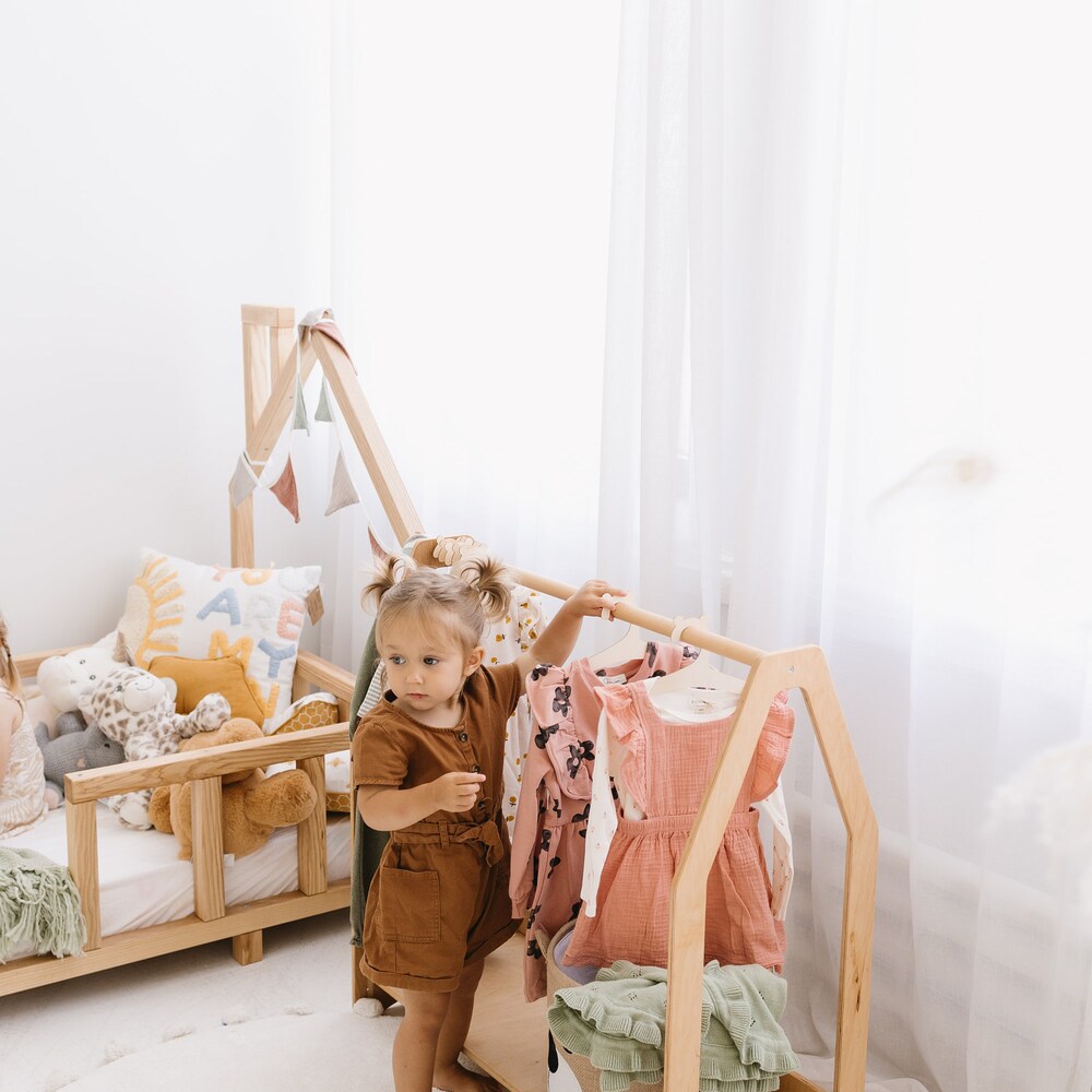 Set of Open Shelves: Toy Storage + Kid Clothing Rack, Toddler Nursery, Toys Shelf, Montessori Furniture, Open Shelf, Montessori Shelves