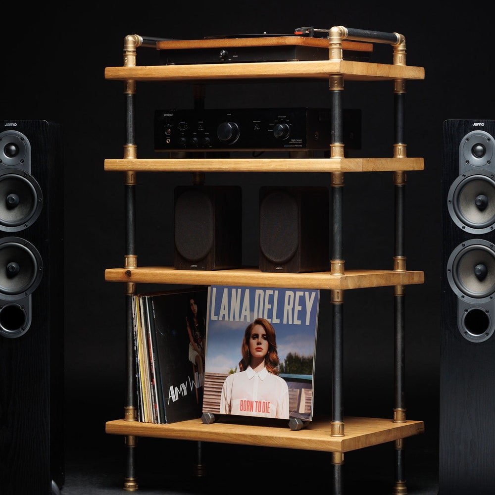 4 in 1 Rack variation, Gold Turntable Stand, Brass Fitting stand