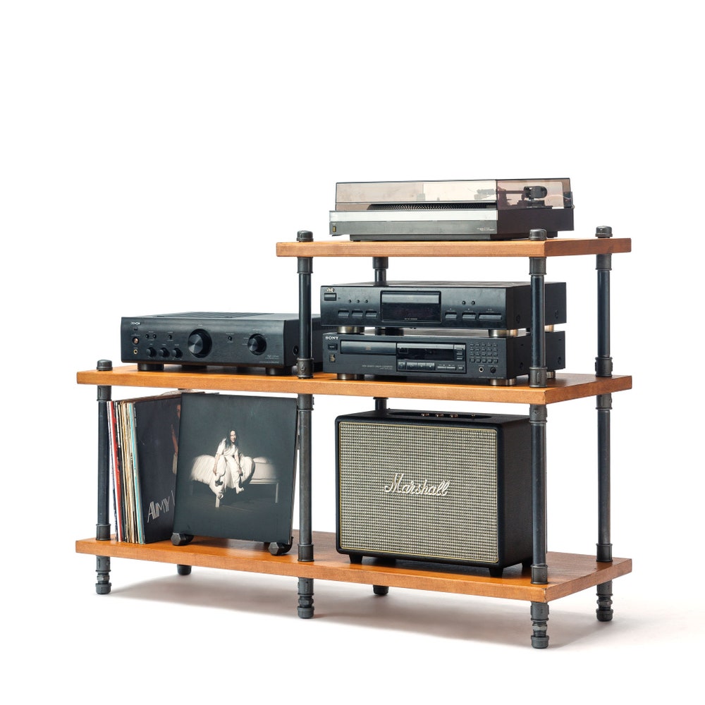 3 in 1 Industrial pipe stand, Vinyl  storage, Record storage, Record cabinet, Record player console
