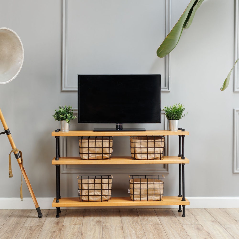 TV stand Industrial furniture, Record player table, tv cabinet, tv table, tv console, media console, Media stand, turntable stand