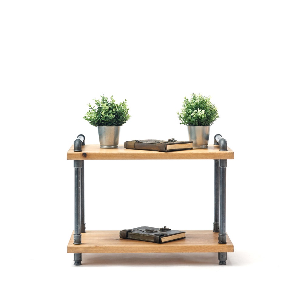 OAK WOOD, Industrial end table, reclaimed wood table,rustic end table, rustic night stand, pipe and wood end table, farmhouse table