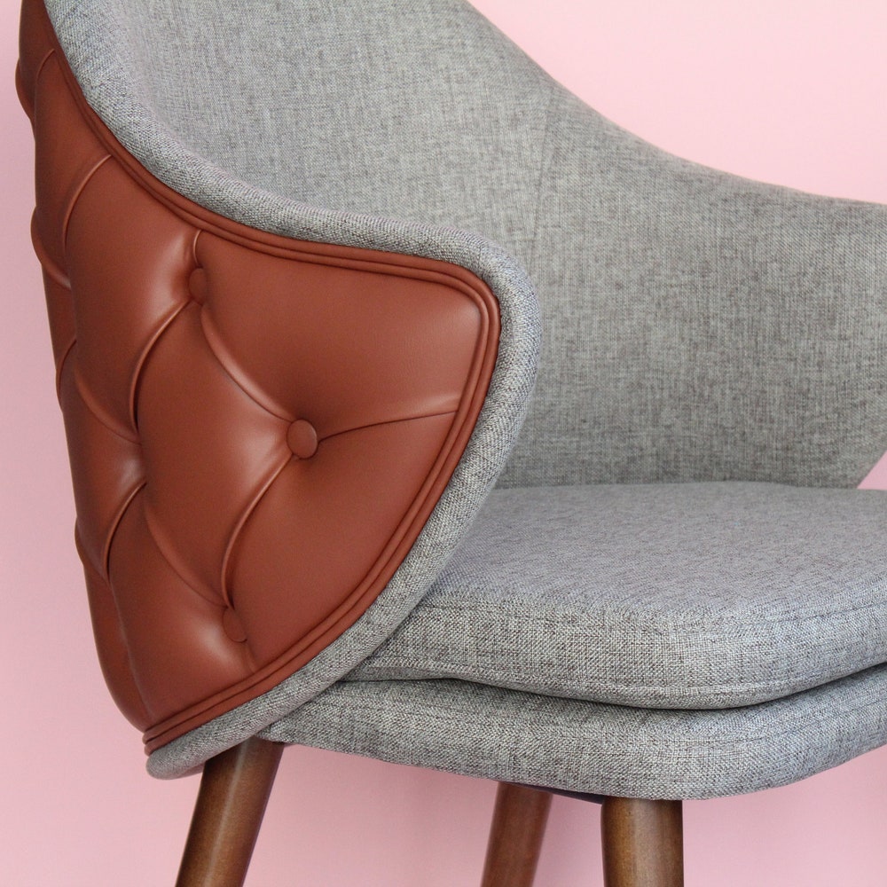 Wooden dining room chair with quilted back, suitable for use in interior design projects, hotels, restaurants and all home furniture.