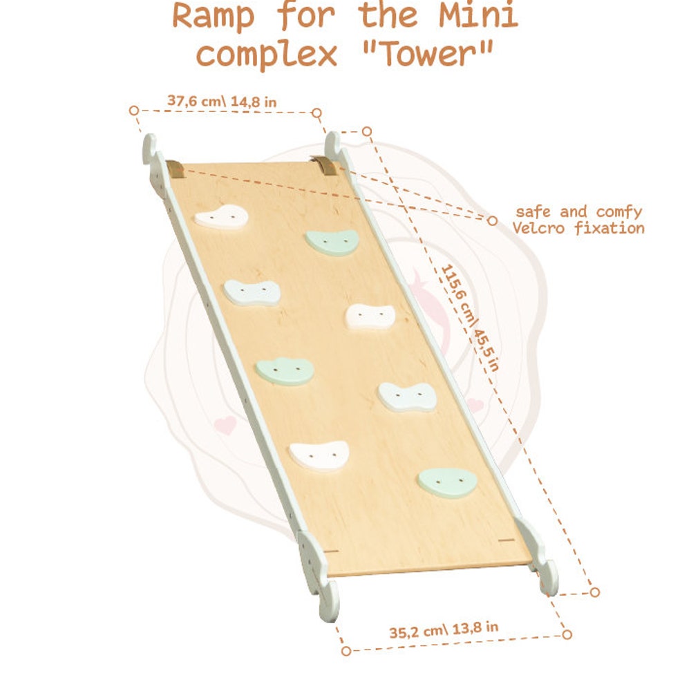 75x71" Mini Montessori Climber Lernturm, Climbing Arch, Gymnastics Bar, Rock Climbing Wobble Board, Chalkboard & Optional Rope Accessories