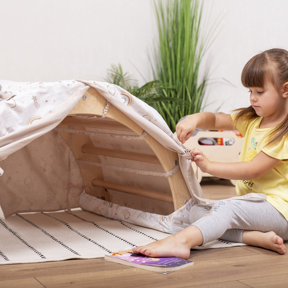 Baby Mobile Kids Tent for Climbing Arch, Boho Canopy Tent for Montessori Arch Christmas Gift, Soft Play Equipment Preppy Room Decor