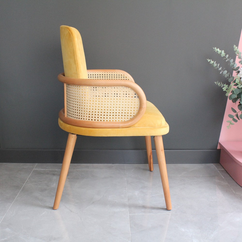 Comfortable Wooden Rattan Armchair, Ideal for Living Room, Dining room, Handmade Home Furniture, Flexible Color Options, interior design