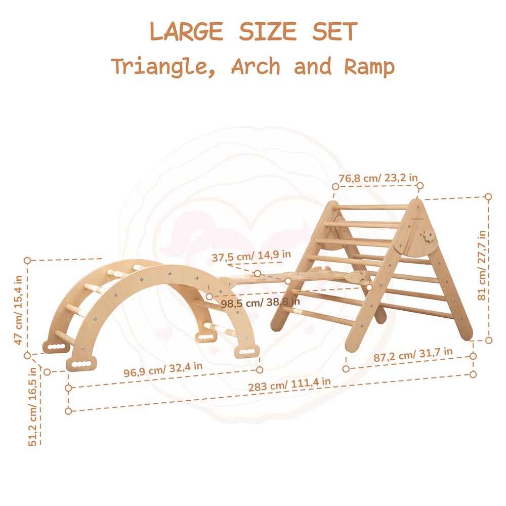 Baby Mobile 3in1 Toddler Climbing Gym with Playmat Cushion & Optional Teepee Play Tent, Montessori arch, Climbing Triangle and Wobble Board