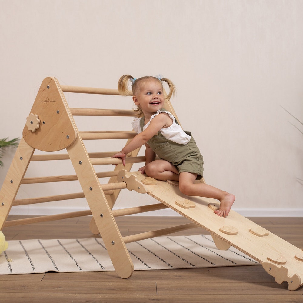 Baby Mobile 3in1 Toddler Climbing Gym with Playmat Cushion & Optional Teepee Play Tent, Montessori arch, Climbing Triangle and Wobble Board