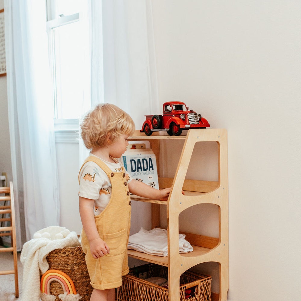 Set of 3 Shelves: Toy Storage + Kid Clothing Rack, Toddler Nursery, Toys Shelf, Montessori Furniture, Open Shelf, Montessori Shelves
