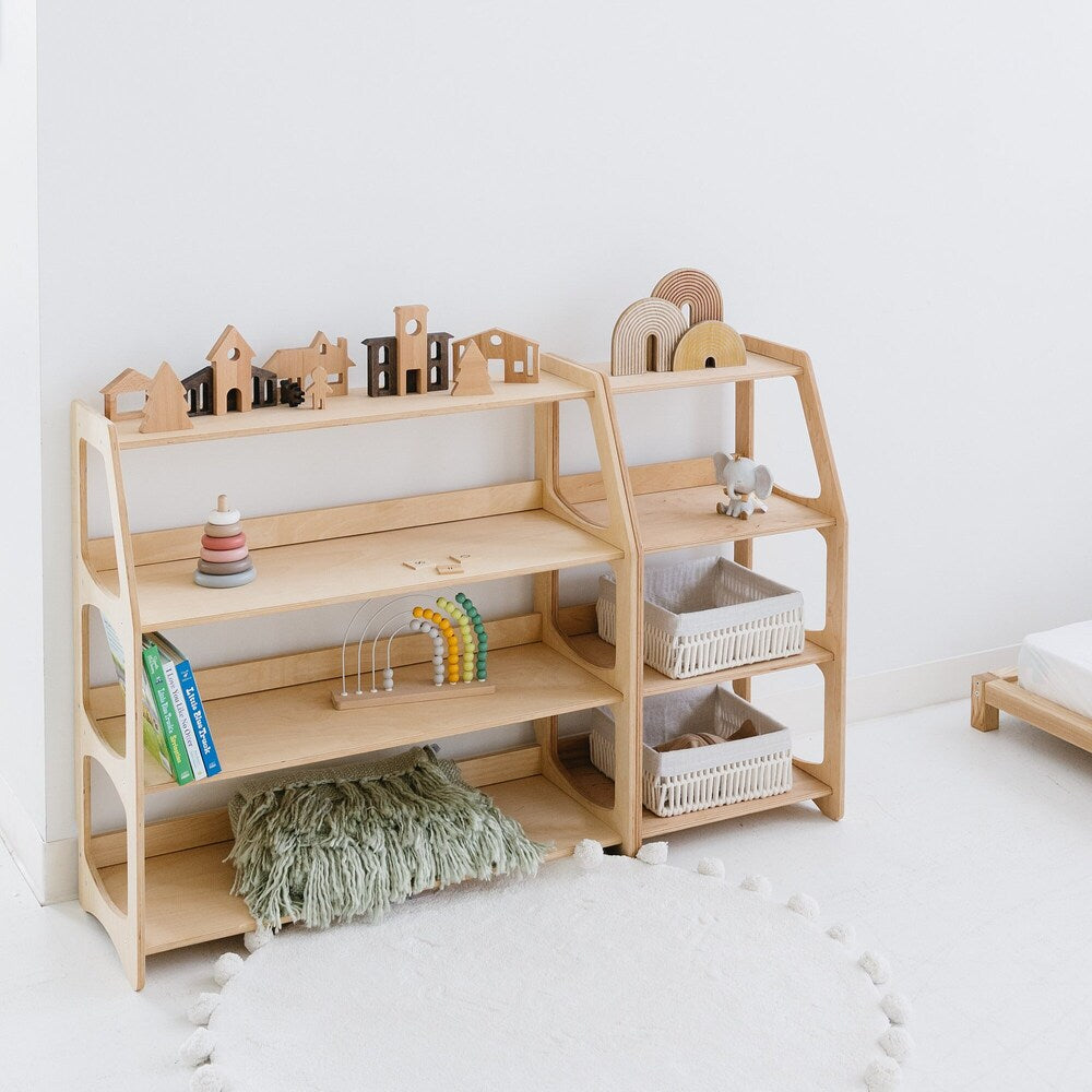 Set of Open Shelves: Toy Storage + Kid Clothing Rack, Toddler Nursery, Toys Shelf, Montessori Furniture, Open Shelf, Montessori Shelves