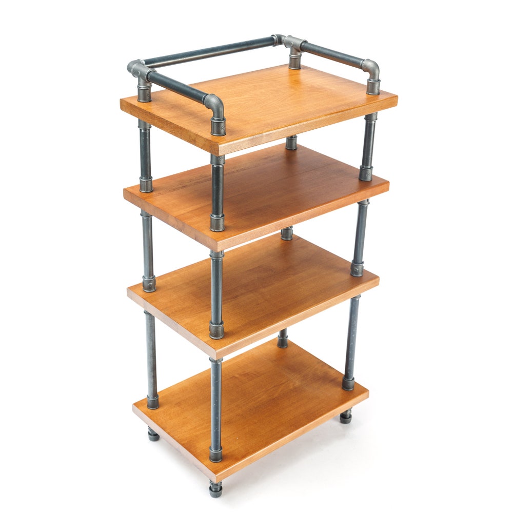 Best seller 4 Tier Industrial Pipe Stand, Handmade Record Player Stand, Industrial Vinyl Table, media Unit