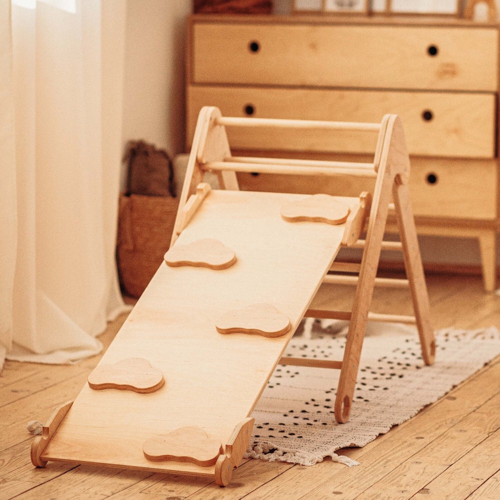 Christmas gift for Toddler - Set of 3 items - Climbing Arch + Foldable Triangle + Ramp ladder/slide, Montessori furniture, Kletterdreieck