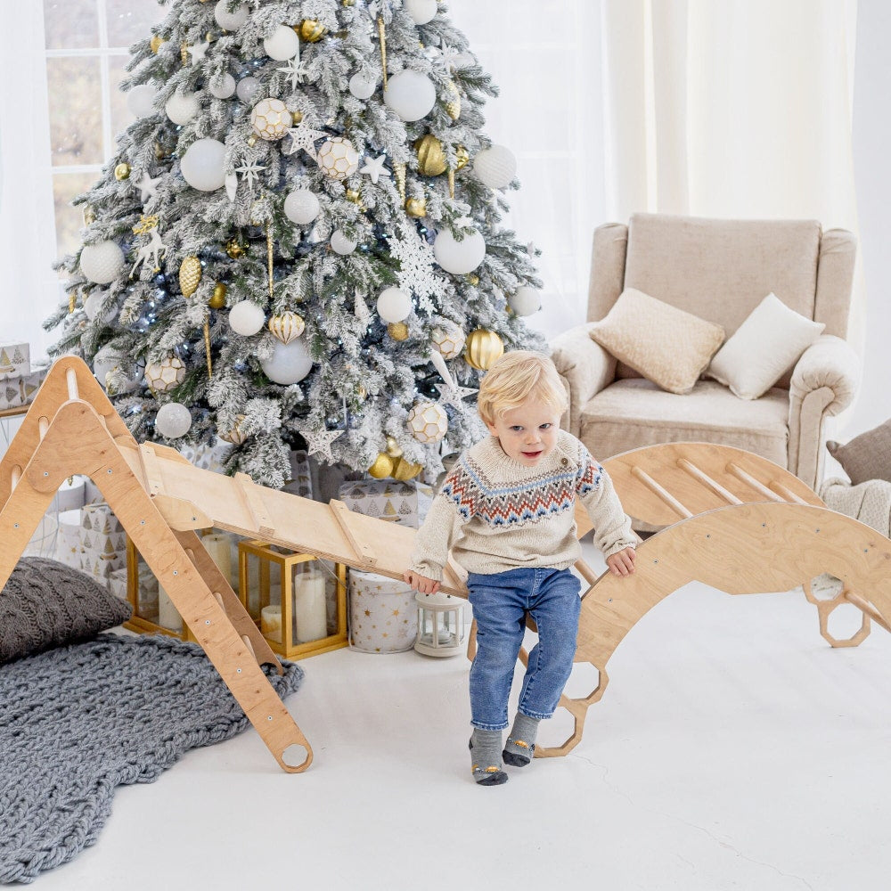 Christmas gift for Toddler - Set of 3 items - Climbing Arch + Foldable Triangle + Ramp ladder/slide, Montessori furniture, Kletterdreieck