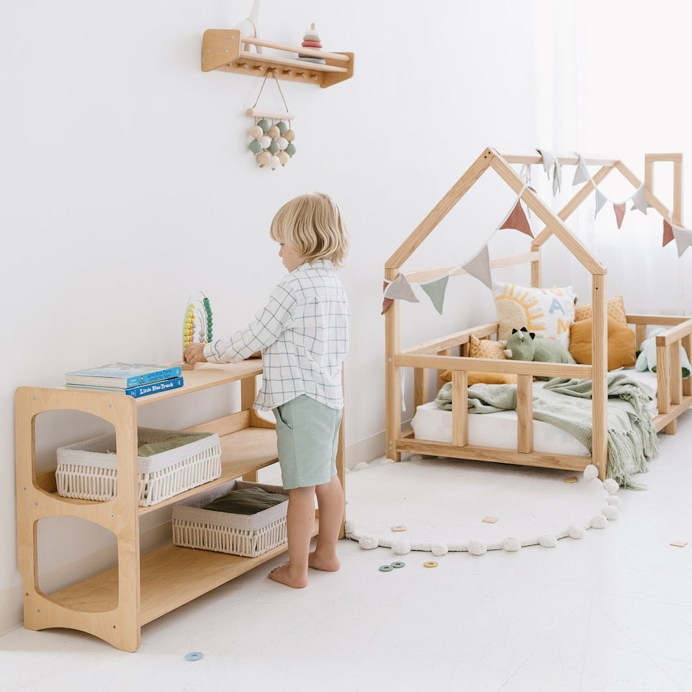 Set of Open Shelves: Toy Storage + Kid Clothing Rack, Toddler Nursery, Toys Shelf, Montessori Furniture, Open Shelf, Montessori Shelves