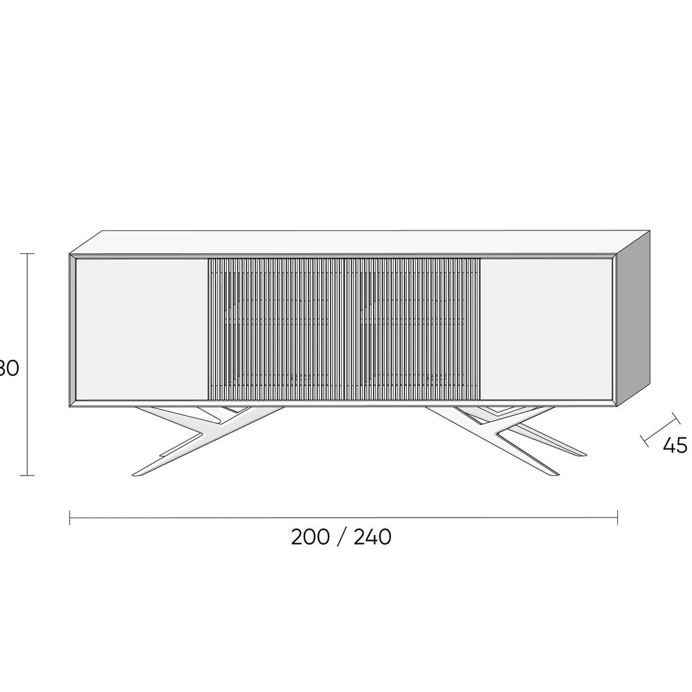 Walnut long buffet for dining room in mid century modern style, credenza, dresser, commode, TV stand