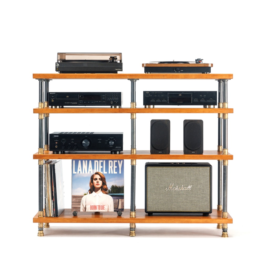 3 in 1 Rack Variation, Audio equipment stand, Gold Turntable Stand, Brass Fitting stand