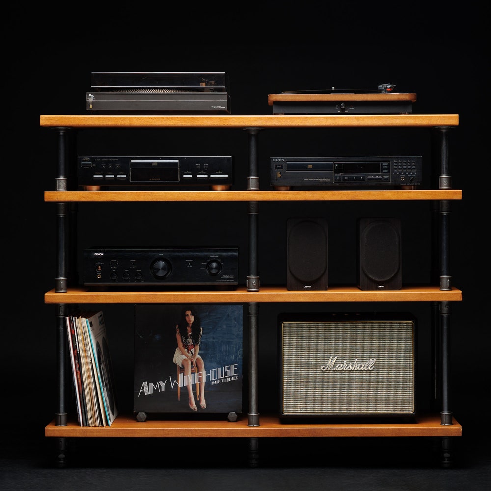 3 in 1 Rack Variation, Audio equipment stand, Gold Turntable Stand, Brass Fitting stand