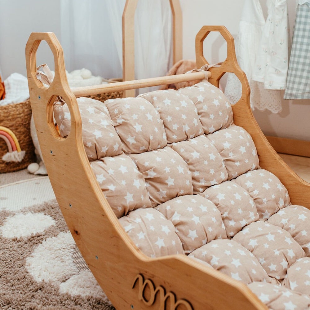 Climbing Arch with Pillow and Ramp, Montessori Furniture, Arch Rocker Pillow, Toddler Christmas gift, Nursery Playmat, Wooden Baby Gym